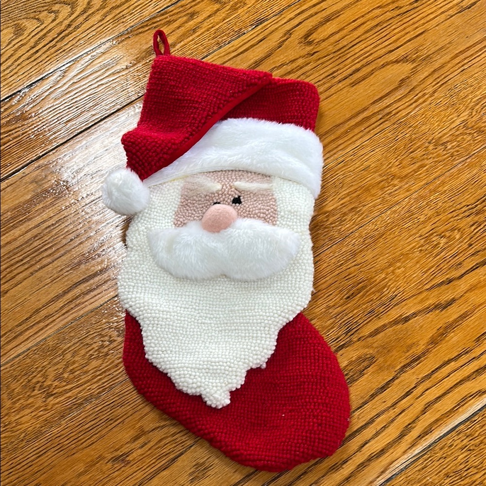 Dan Dee Collectors Christmas stocking. Loop decoration in Santa pattern.